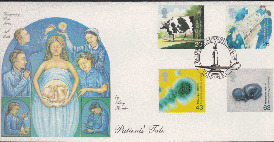 1999 -4d Post FDC- Patients Tales - Nursing, London W1 Postmark - Click Image to Close