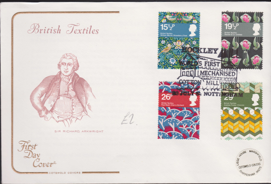 1982 - British Textiles COTSWOLD - Hockley Mill, Nottingham Postmark