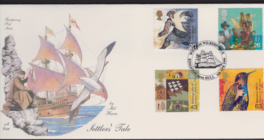 1999 -4d Post FDC- Settlers Tales - William Wilberforce, Hull Postmark