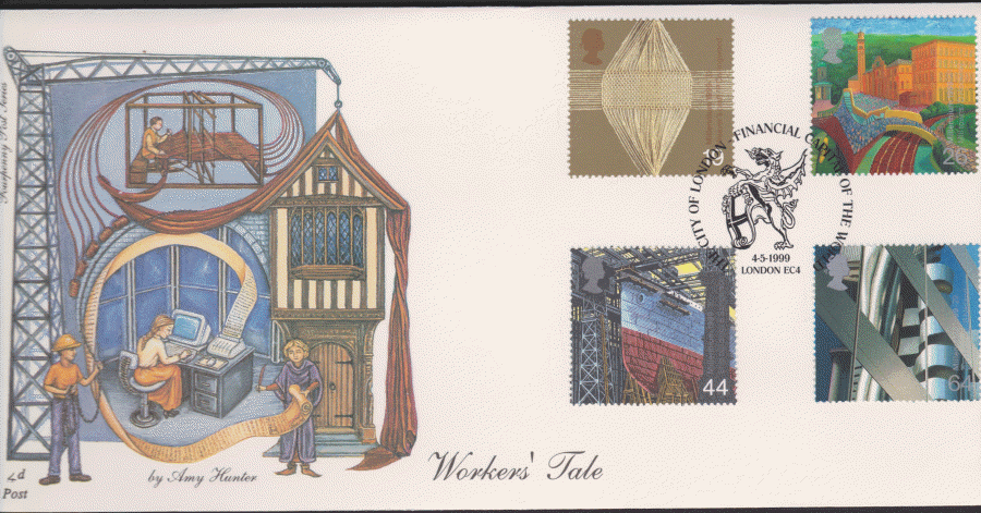 1999 -4d Post FDC- Workers Tales - Financial Capital of the World, London EC4, Postmark