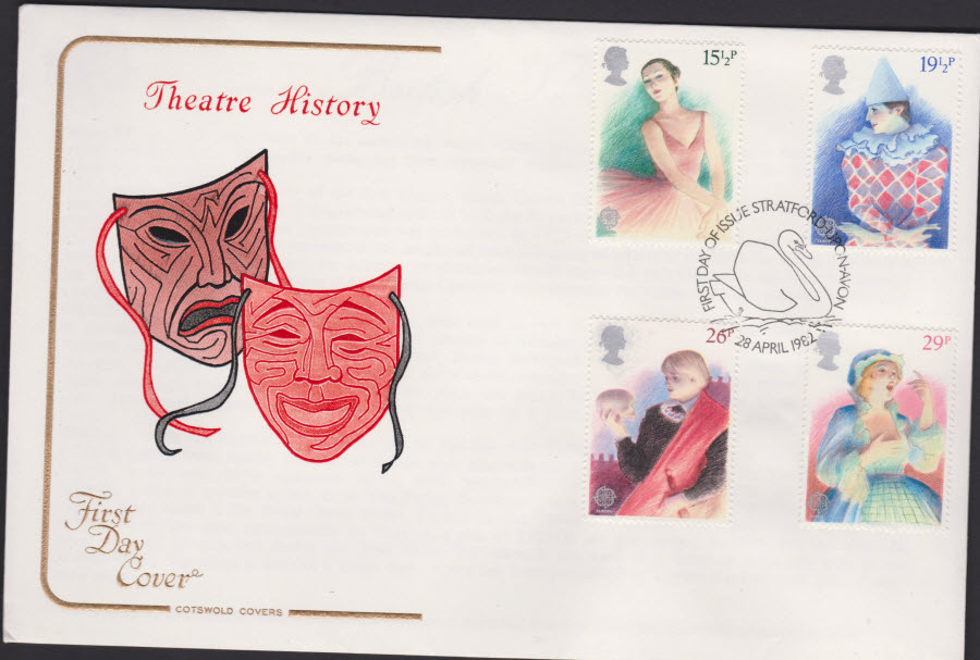 1982 - Theatre History COTSWOLD FDC - First Day of Issue Stratford upon Avon Postmark