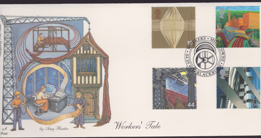 1999 -4d Post FDC- Workers Tales - Milltowns , Blackburn Postmark