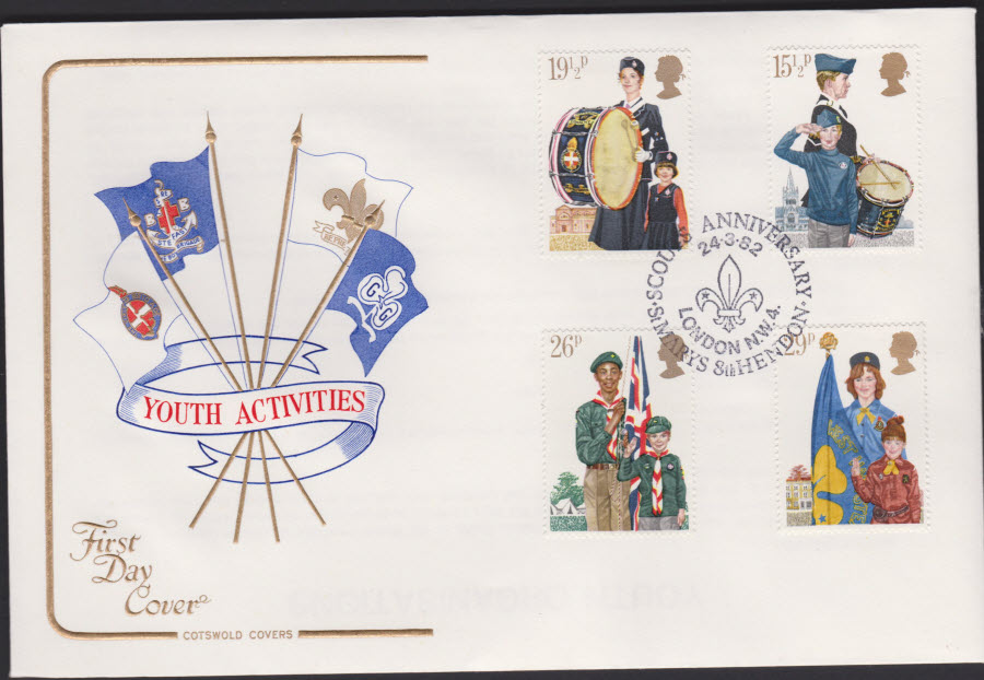 1982 - Youth Activities COTSWOLD FDC - Scouts St Maarys 8th London NW4 Postmark - Click Image to Close