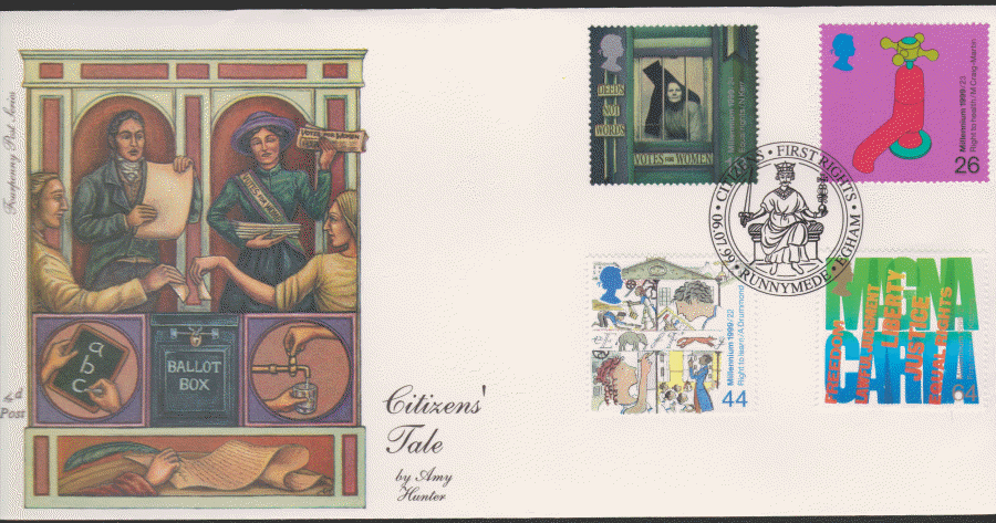 1999 -4d Post FDC- Citizens Tales - First Rights, Runnymeade Postmark