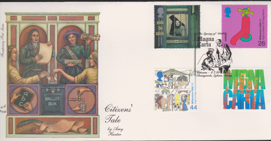 1999 -4d Post FDC- Citizens Tales - Signing of Magna Carta , Runnymede, Egham Postmark