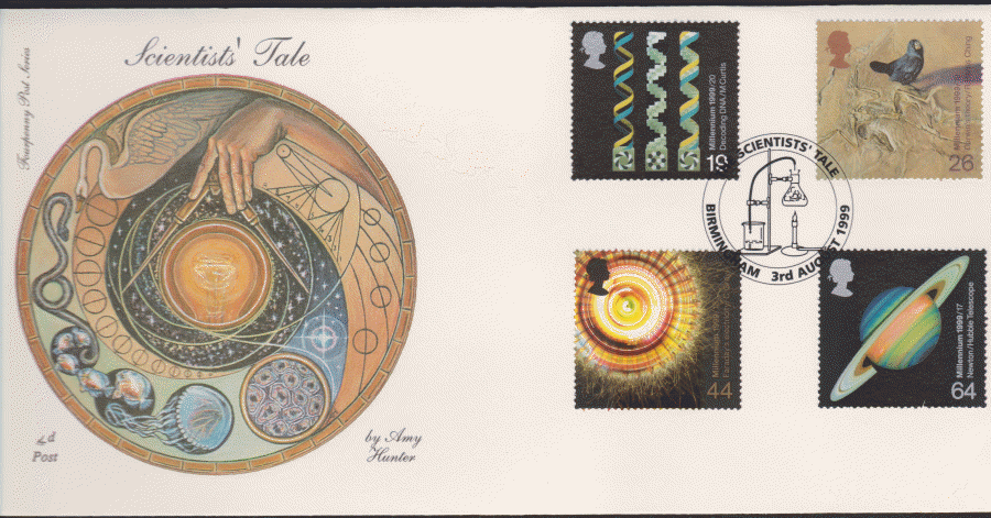 1999 -4d Post FDC- Scientists Tales - Scientists Tales , Birmingham Postmark