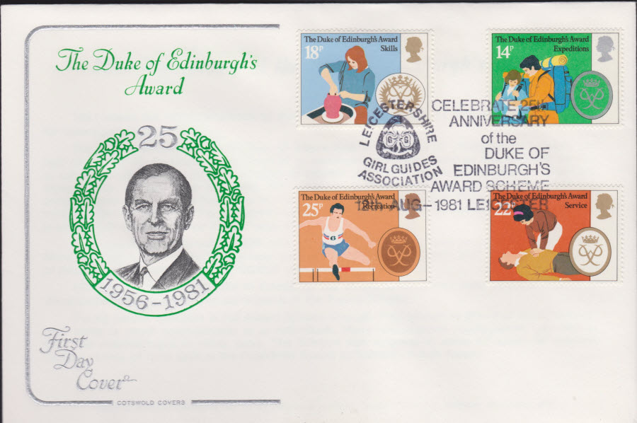 1981 - Duke Of Edinburgh Awards COTSWOLD FDC -Leicestershire Girl Guides Assn.Leicester Postmark - Click Image to Close