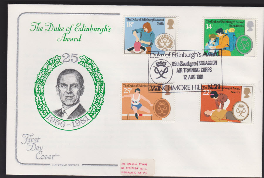 1981 - Duke Of Edinburgh Awards COTSWOLD FDC -Award Air Training Corps Winchmore Hill London N21 Postmark - Click Image to Close