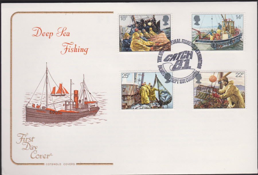 1981 - Fishing COTSWOLD FDC -International Fisheries Exhibition,Falmouth Postmark