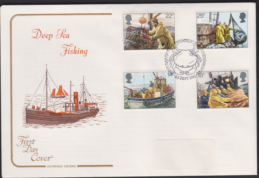 1981 - Fishing COTSWOLD FDC -First Day of Issue Edinburgh Postmark