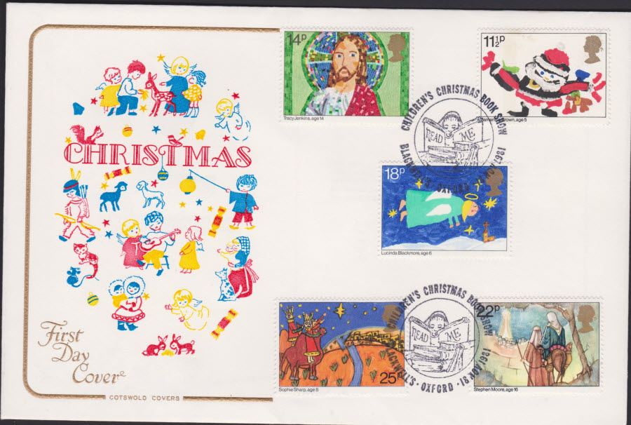 1981 - Christmas COTSWOLD FDC -Blackwell's Oxford Childrens Books Postmark - Click Image to Close