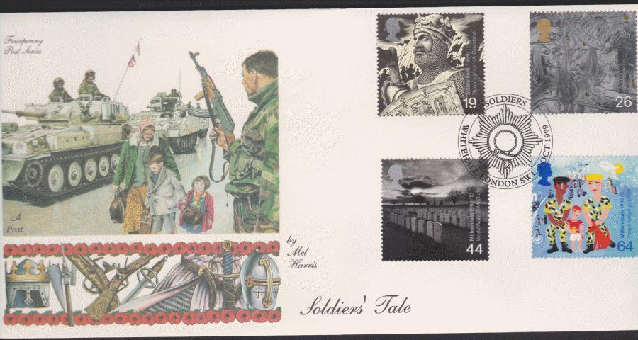 1999 -4d Post FDC-Soldiers Tales - Soldiers Whitehall, London SW1 Postmark