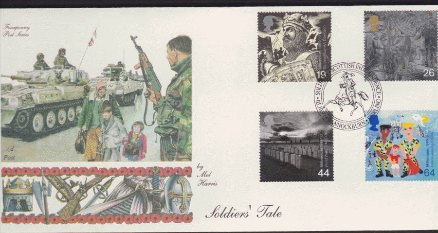 1999 -4d Post FDC-Soldiers Tales - Scottish Indepandence, Bannockburn Postmark