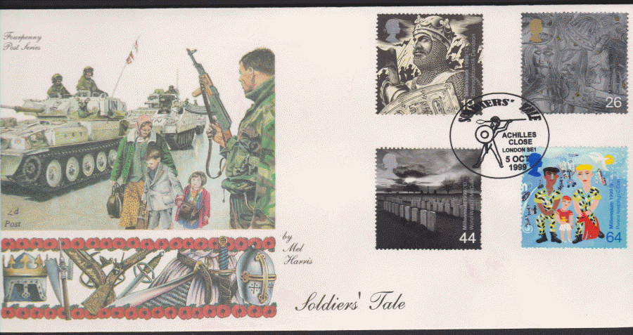 1999 -4d Post FDC-Soldiers Tales - Achilles Close, London SE1 Postmark