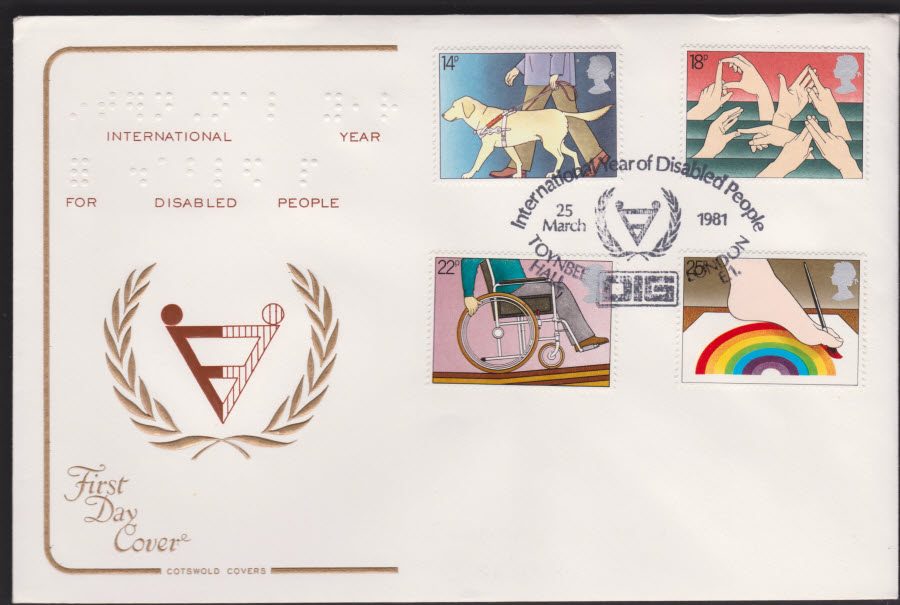 1981 -Disabled COTSWOLD FDC -International Year of Disabled Pople,London E1 Postmark