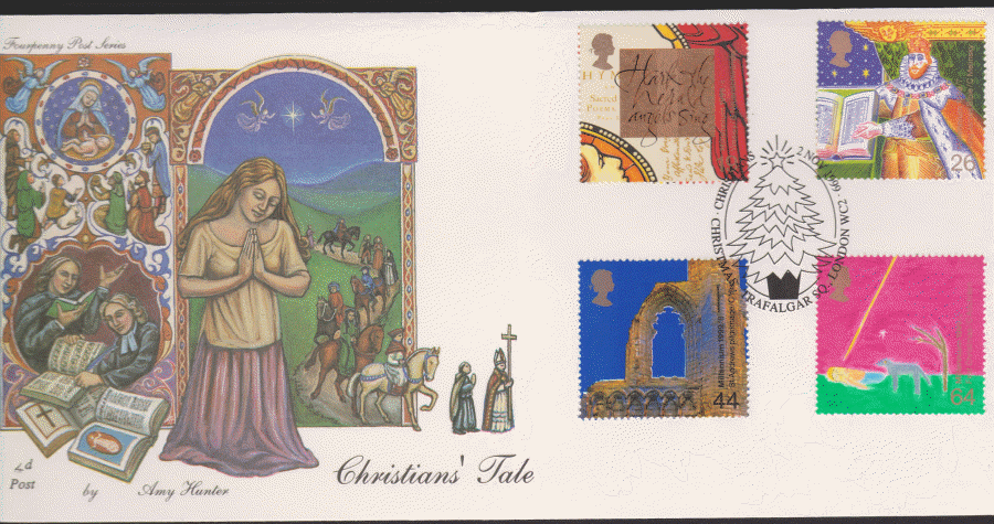 1999 -4d Post FDC- Christians Tales - Trafalgar Sq, London WC2 Postmark