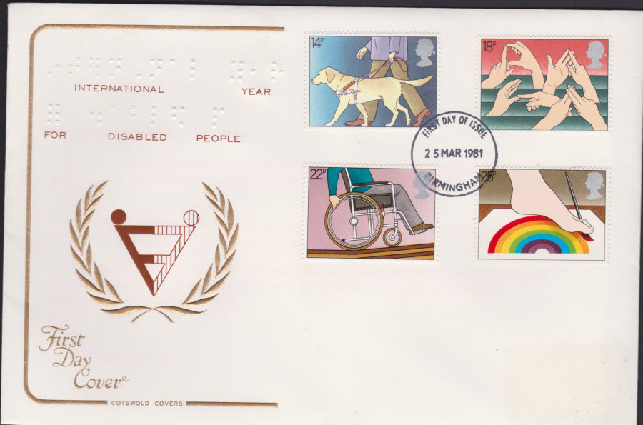 1981 -Disabled COTSWOLD FDC -F D I Birmingham non pictorial Postmark