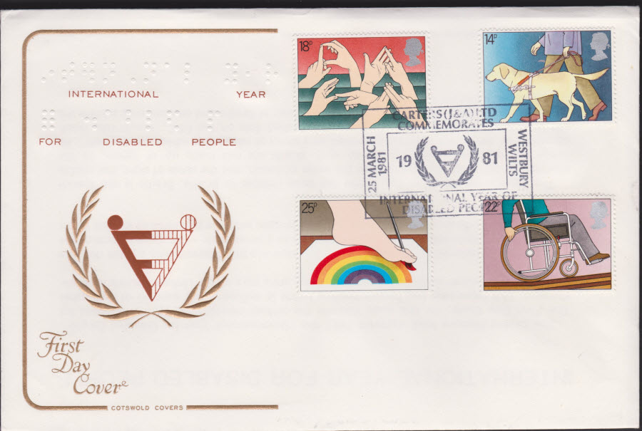 1981 -Disabled COTSWOLD FDC -J & A Carters ,Westbury Wilts Postmark