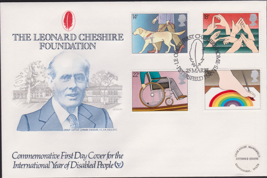 1981 -Disabled OFFICIAL COTSWOLD FDC -Le Court,First Cheshire Home,Petersfield Postmark