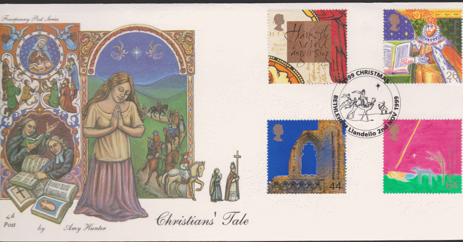 1999 -4d Post FDC- Christians Tales - 1999 Christmas , Bethlehem Postmark