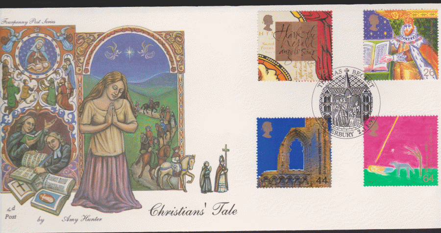 1999 -4d Post FDC- Christians Tales - Thomas Becket, Canterbury Postmark - Click Image to Close