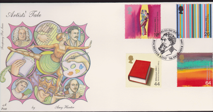 1999 -4d Post FDC- Artists Tales - Charles Dickens, Rochester, Kent Postmark - Click Image to Close