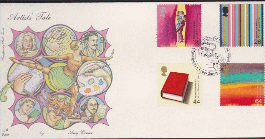 1999 -4d Post FDC- Artists Tales - Glyndebourne, Lewes, Sussex Postmark