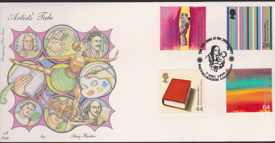 1999 -4d Post FDC- Artists Tales - Life & Times , Bethlehem, Llandeilo Postmark