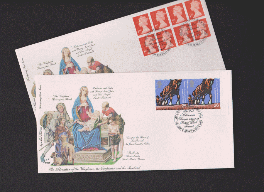 1999 -4d Post FDC- Retail Book 2nd ( 2 covers ) Windsor Berks Postmark