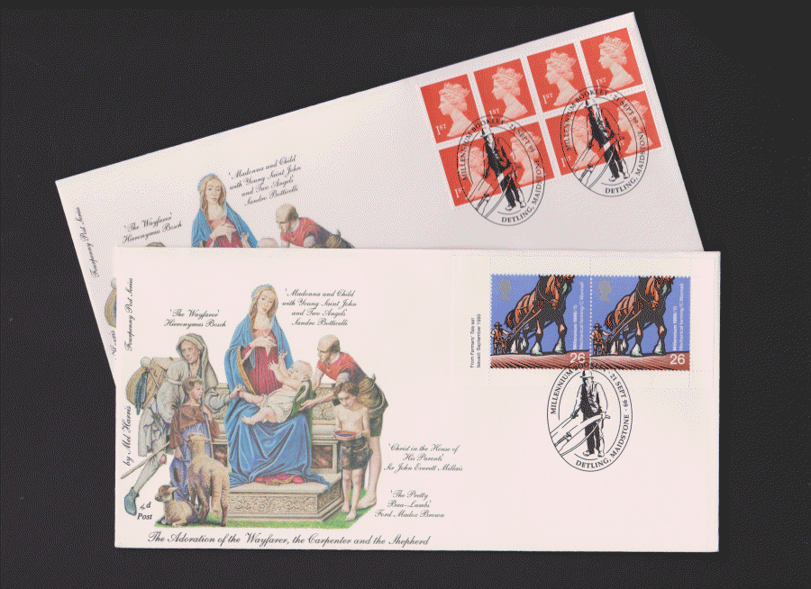 1999 -4d Post FDC- Retail Book 2nd ( 2 covers ) Detling, Maidstone Postmark