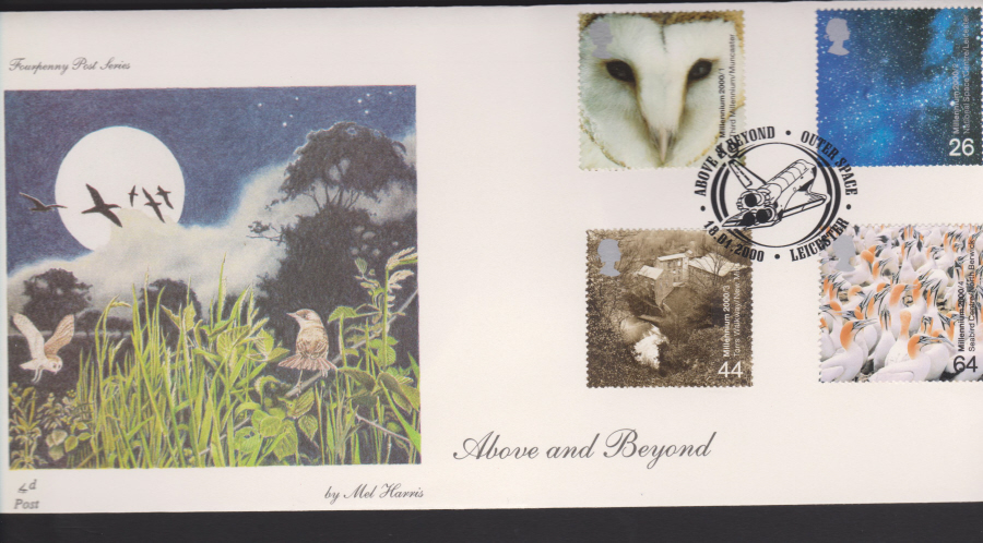 2000-4d Post FDC-Above & Beyond - Outer Space, Leicester Postmark