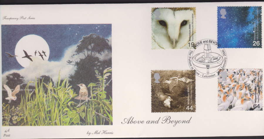 2000-4d Post FDC-Above & Beyond - The Future is Now , Leicester Postmark