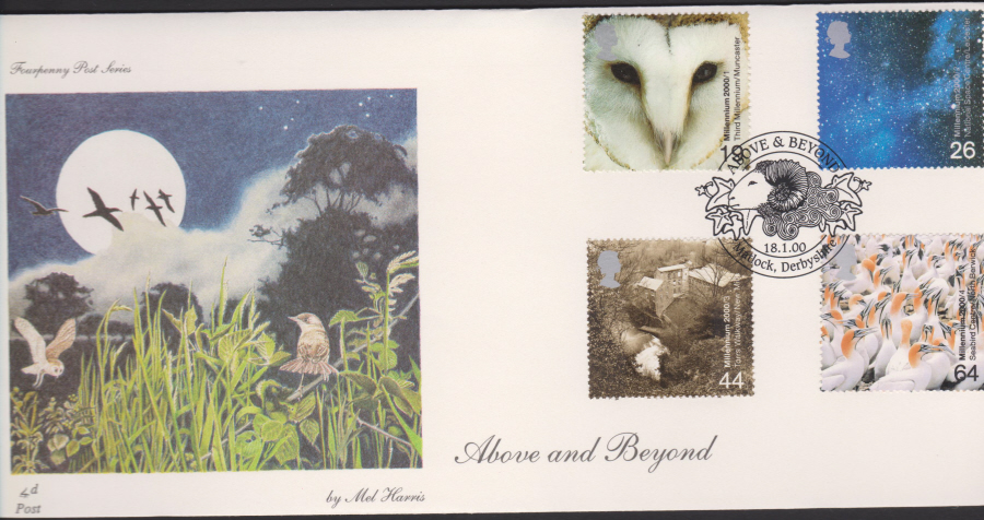 2000-4d Post FDC-Above & Beyond - Above & Beyond, Matlock, Derbyshire Postmark