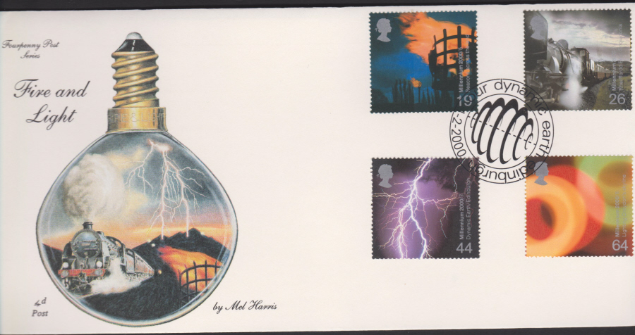 2000-4d Post FDC-Fire & Light - Our Dynamic Earth , Edinburgh Postmark