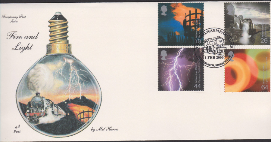 2000-4d Post FDC-Fire & Light - Railwaymans Arms, Bridgenorth Postmark - Click Image to Close