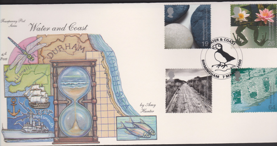 2000-4d Post FDC-Water & Coast - Water & Coast, Birmingham Postmark