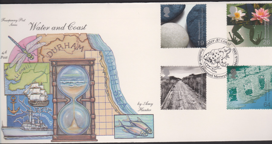 2000-4d Post FDC-Water & Coast - Pondlife, Liverpool Postmark - Click Image to Close