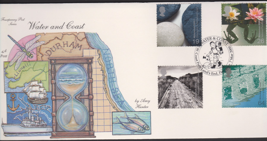 2000-4d Post FDC-Water & Coast - Coast Path, Land's End Postmark - Click Image to Close