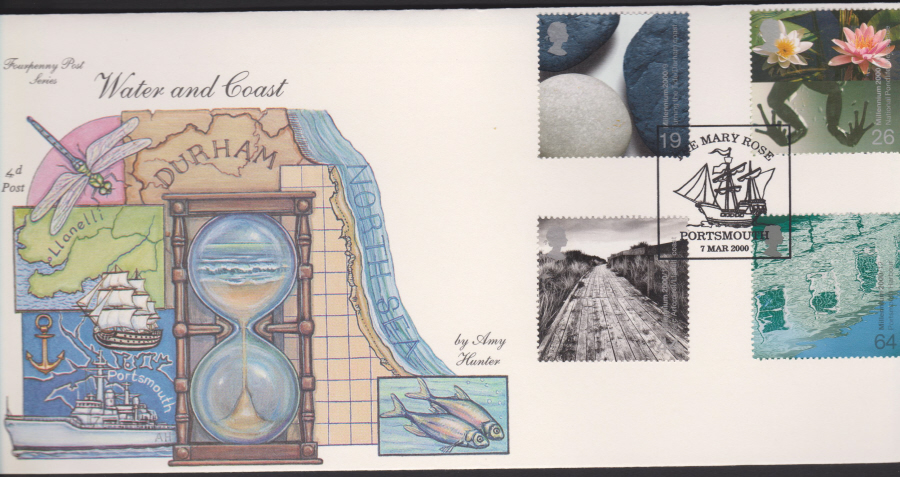 2000-4d Post FDC-Water & Coast - The Mary Rose, Portsmouth Postmark