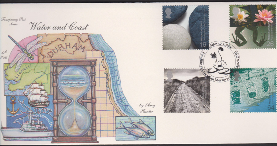 2000-4d Post FDC-Water & Coast - Pondlife at Liverpool, Merseyside Postmark