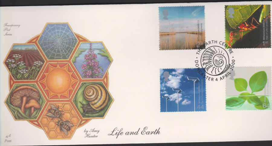2000-4d Post FDC- Life & Earth - Earth Center, Doncaster Postmark