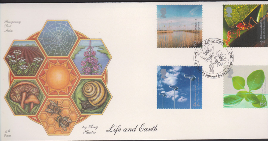 2000-4d Post FDC- Life & Earth - Kew Gardens, Richmond Surrey Postmark