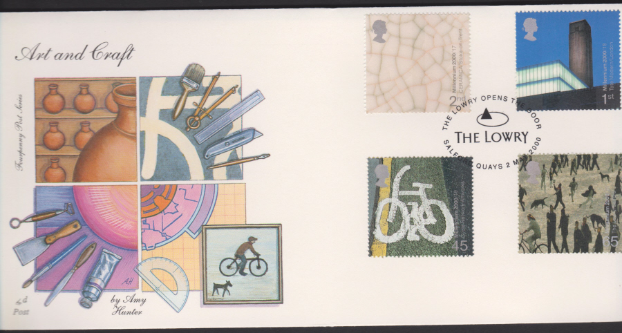 2000-4d Post FDC- Art & Craft - The Lowry, Salford Quays 2, Postmark