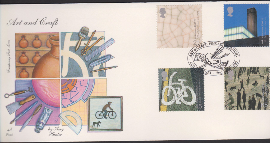 2000-4d Post FDC- Art & Craft - Fine Art Painting, London SE1, Postmark