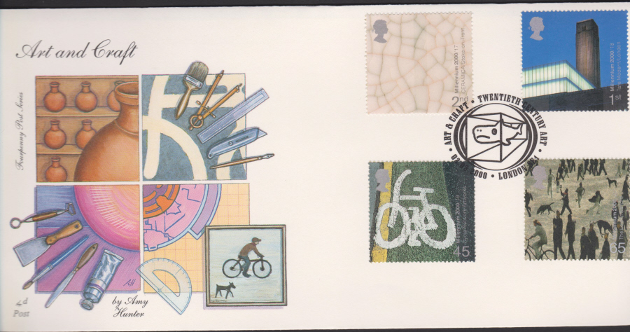 2000-4d Post FDC- Art & Craft - Twentieth Century Art, London SE1, Postmark