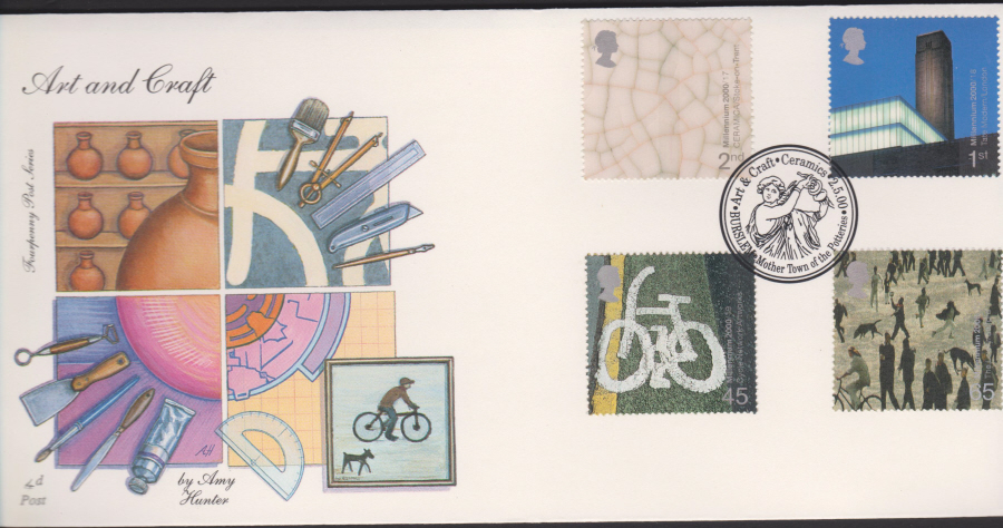 2000-4d Post FDC- Art & Craft - Ceramics, Burslam , Postmark
