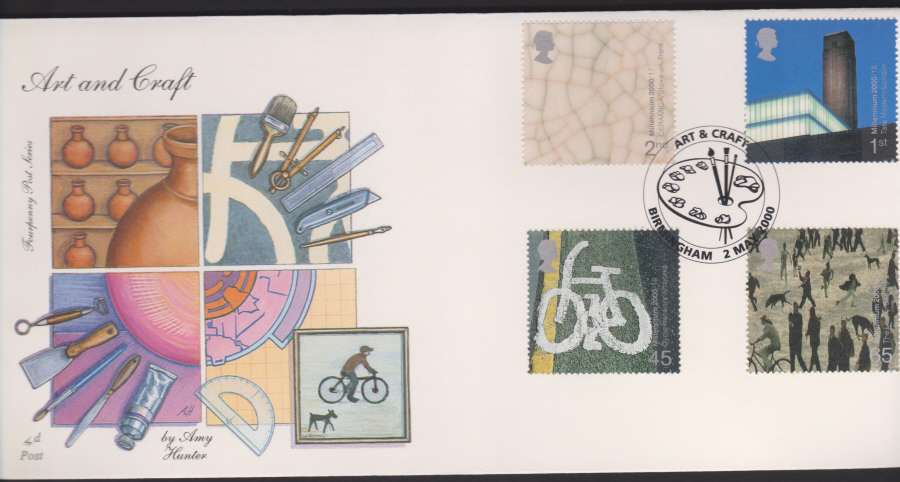 2000-4d Post FDC- Art & Craft - Art & Craft, Birmingham , Postmark