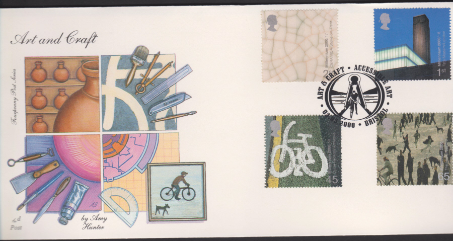 2000-4d Post FDC- Art & Craft - Accessable Art, Bristol , Postmark - Click Image to Close