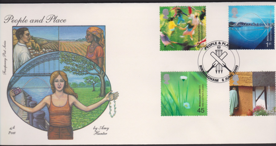 2000-4d Post FDC- People & Place - People & Place, Birmingham , Postmark