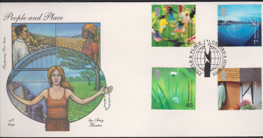 2000-4d Post FDC- People & Place - People & Place, Oxford , Postmark